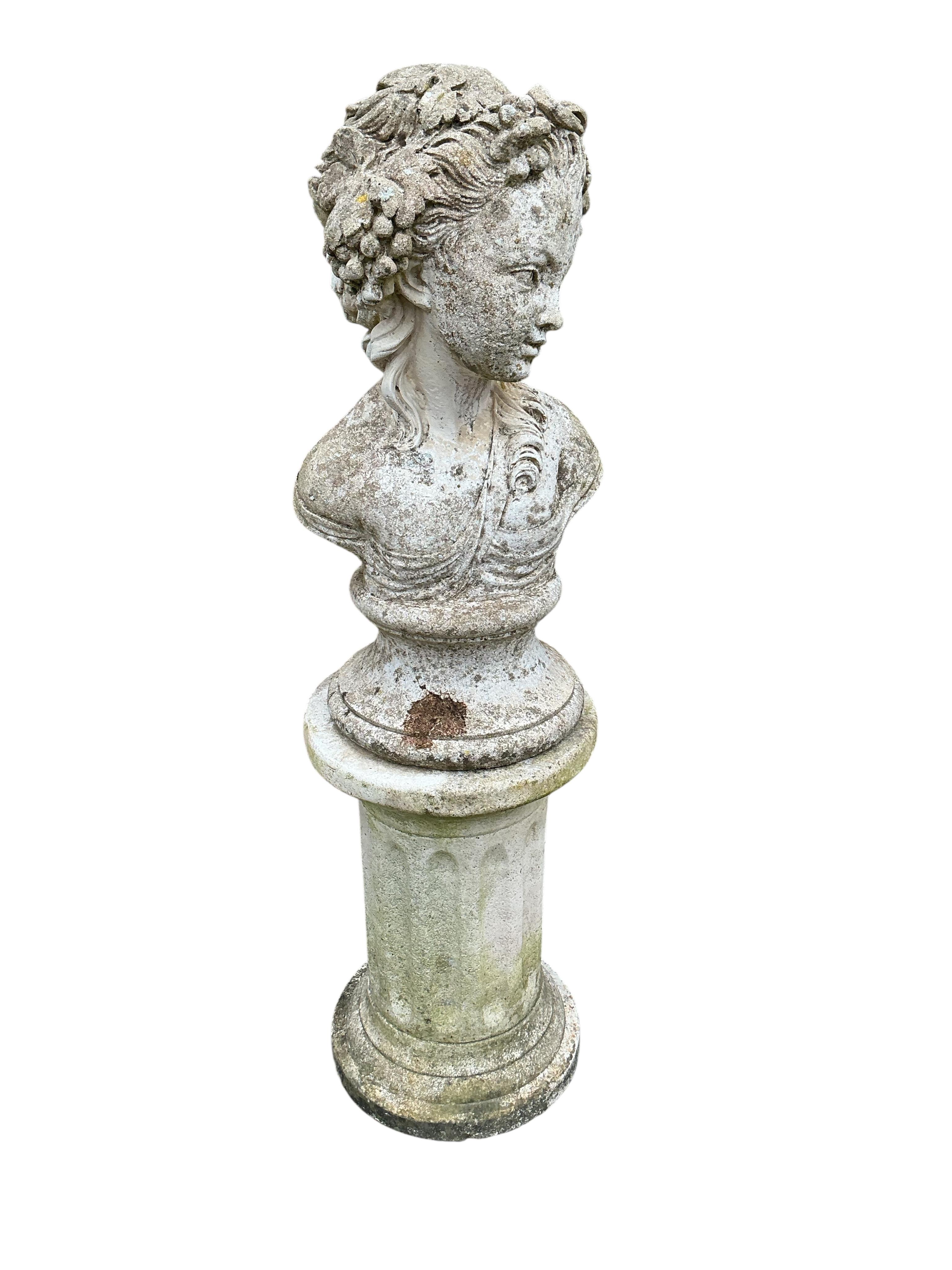 Four reconstituted stone figural garden ornaments, largest height 80cm